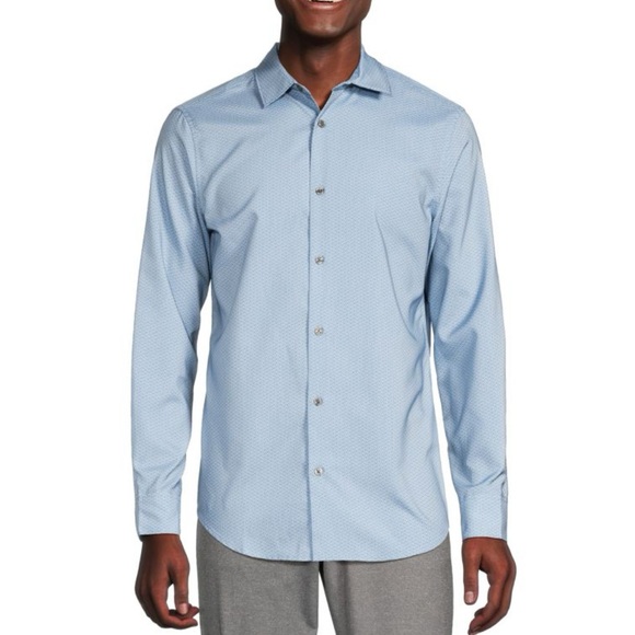 Perry Ellis Slim Fit Stretch Printed Spring Lake Button Up Down Dress Shirt 2XL - Picture 7 of 11